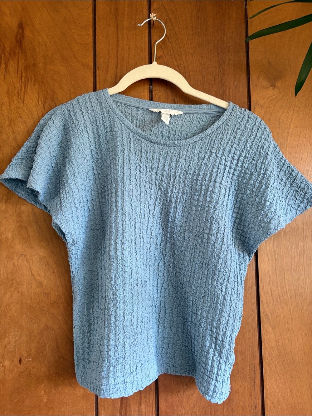H&M Light Blue Textured Short-Sleeve Tee